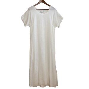 Vintage Dress Womens Large White Short Sleeve Maxi Tilley Linda Lundstrom Boho